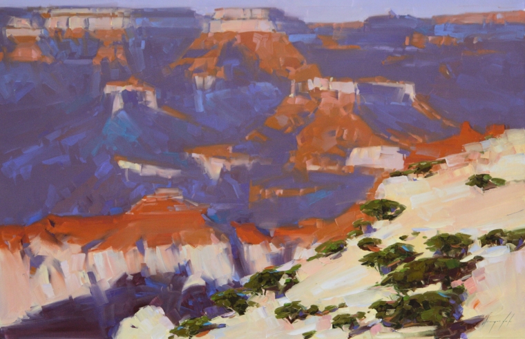 Grand Canyon Arizona, Landscape oil Painting, Large Size Handmade art, One of a Kind, Signed 